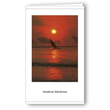 Kondolenzkarte Sonnenuntergang mit Segelschiff