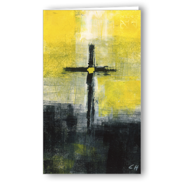 Kondolenzkarte Kreuz gelb