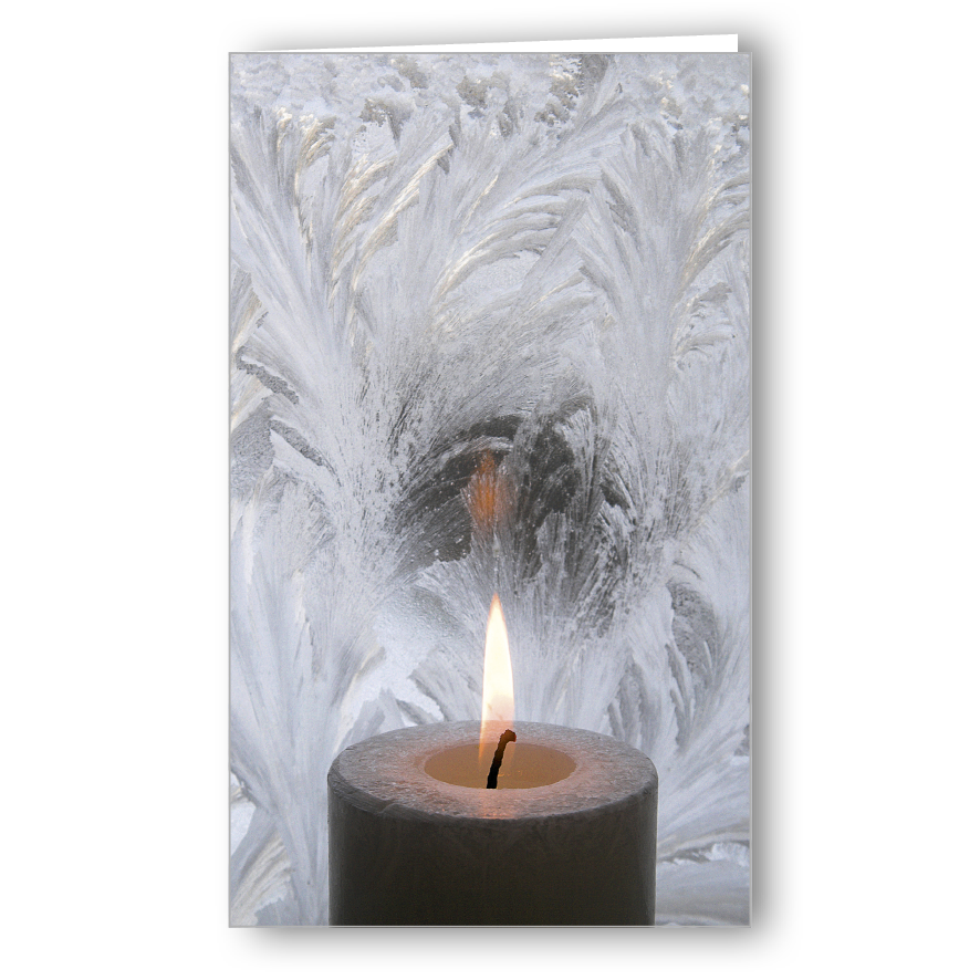 Advents- / Weihnachtskarte Kerzenlicht und Eisblumen